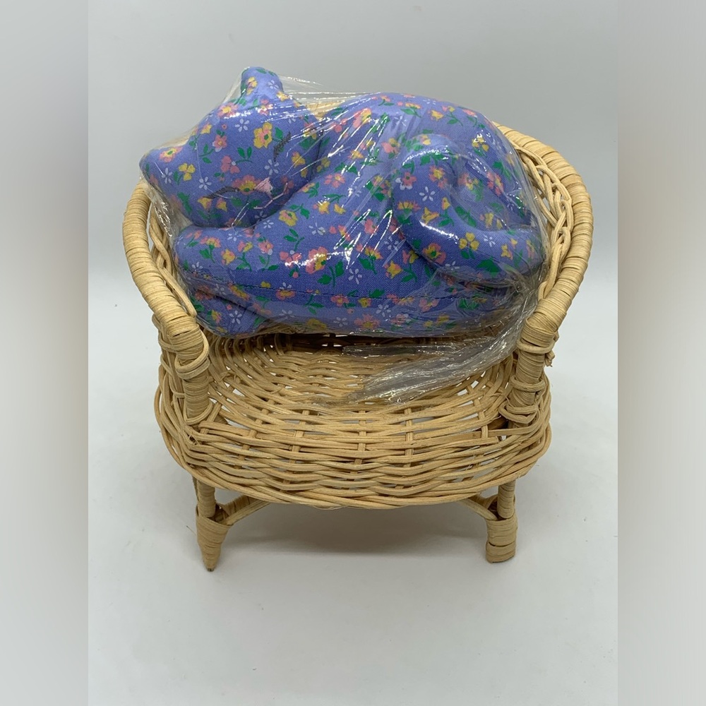 New AVON Calico Kitty Pomander. Wicker Chair